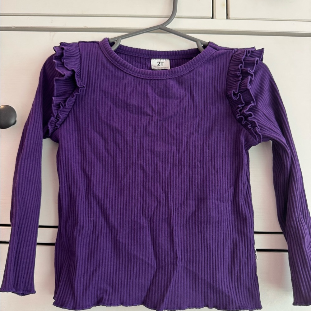 Little sleepies Purple Kids Long Sleeve Ruffle Top